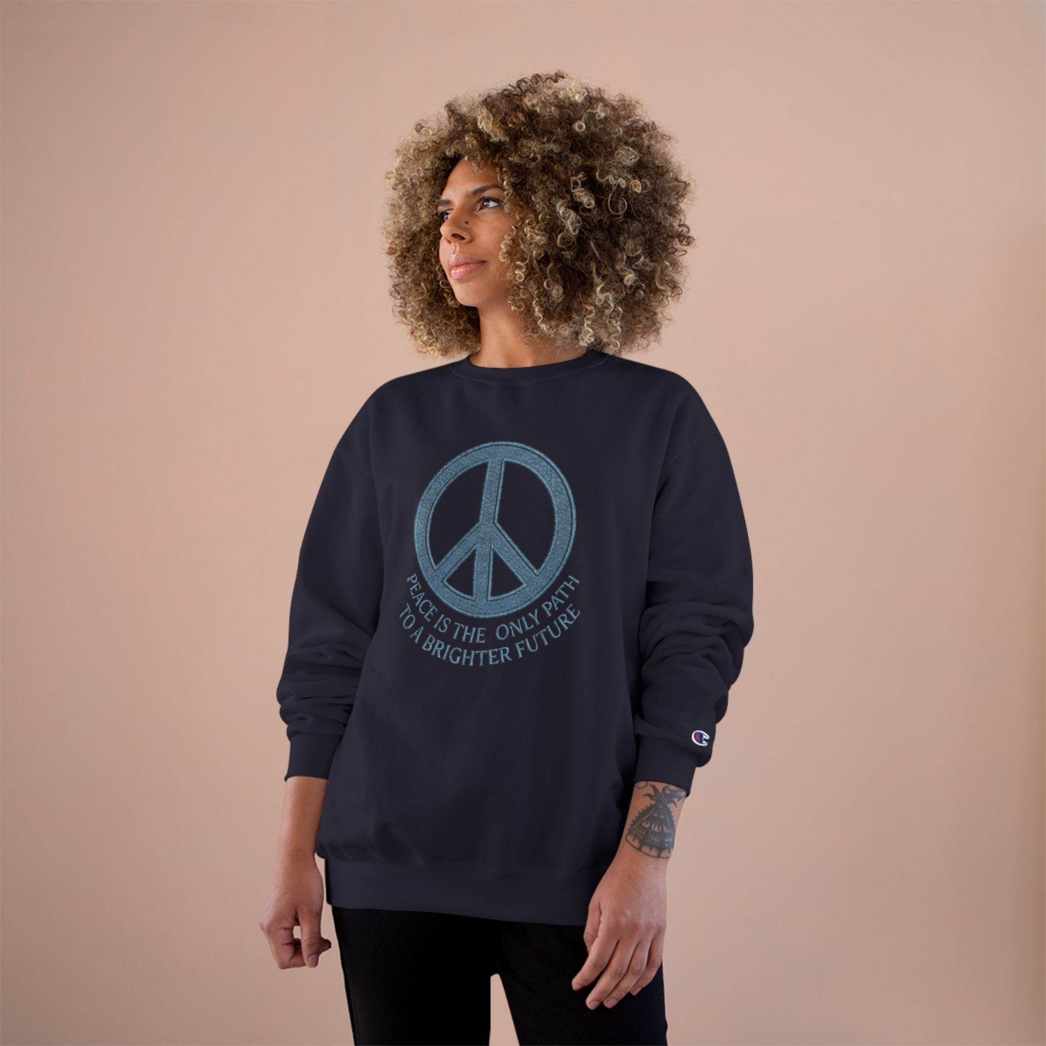 Peace Symbol Sweatshirt — "Peace Is The Only Path To A Brighter Future" Crewneck