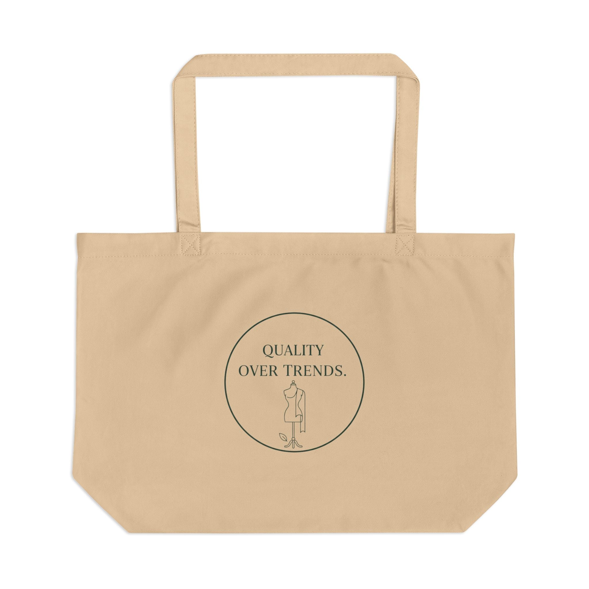 Quality Over Trends Cotton Tote Bag — Large Eco Market Tote