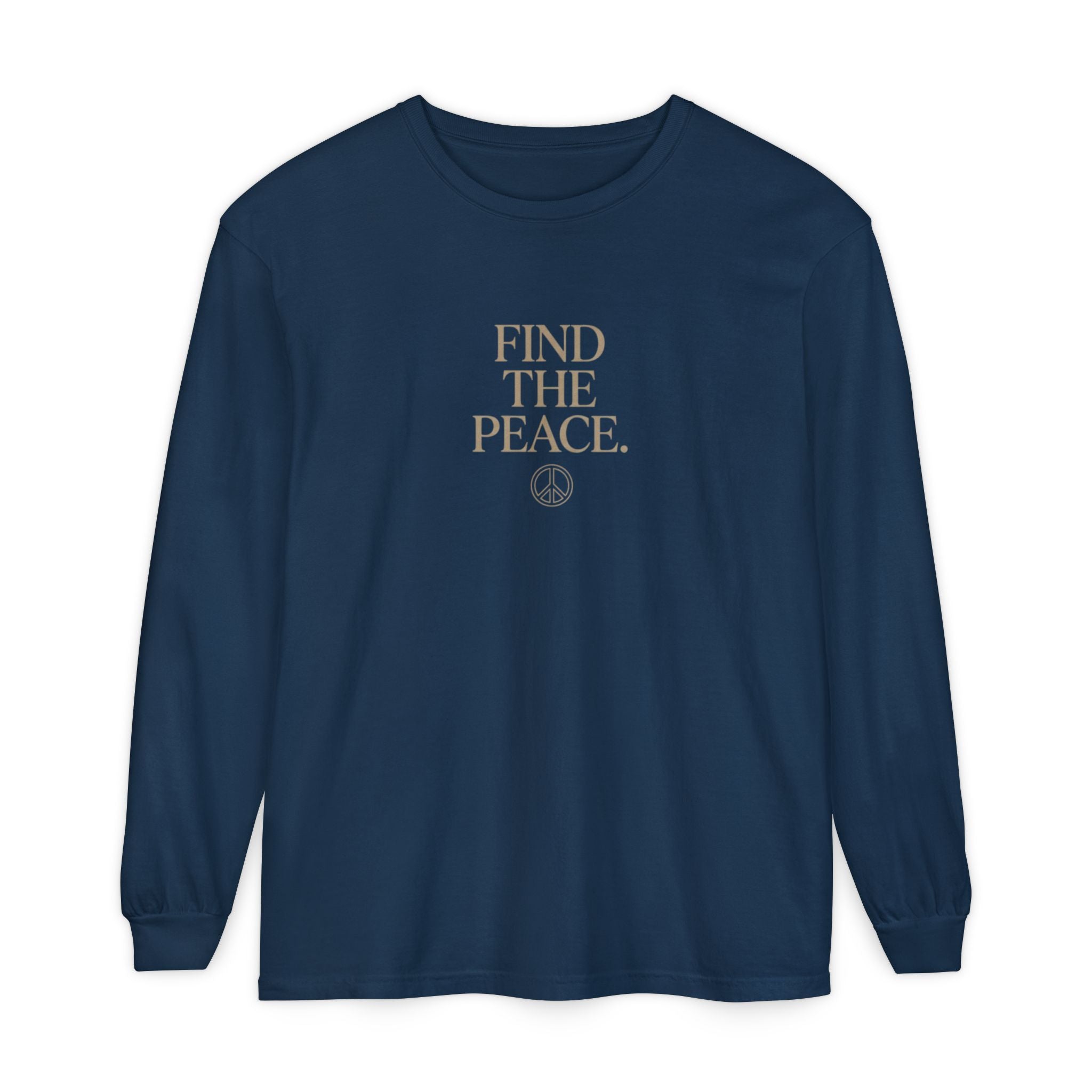 Find The Peace Long Sleeve Tee — Minimal Peace Sign Graphic
