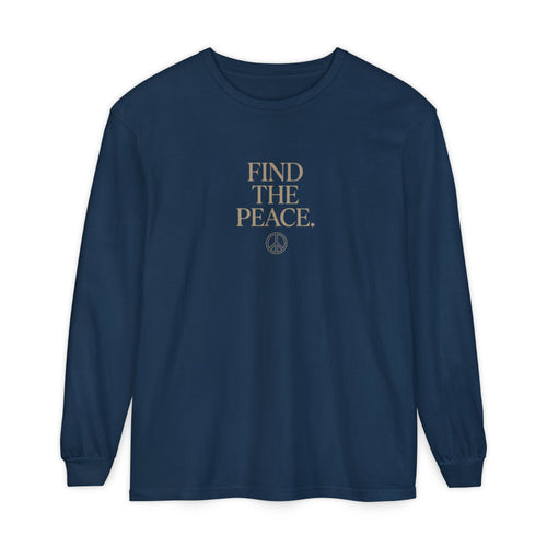 Find The Peace Long Sleeve Tee — Minimal Peace Sign Graphic