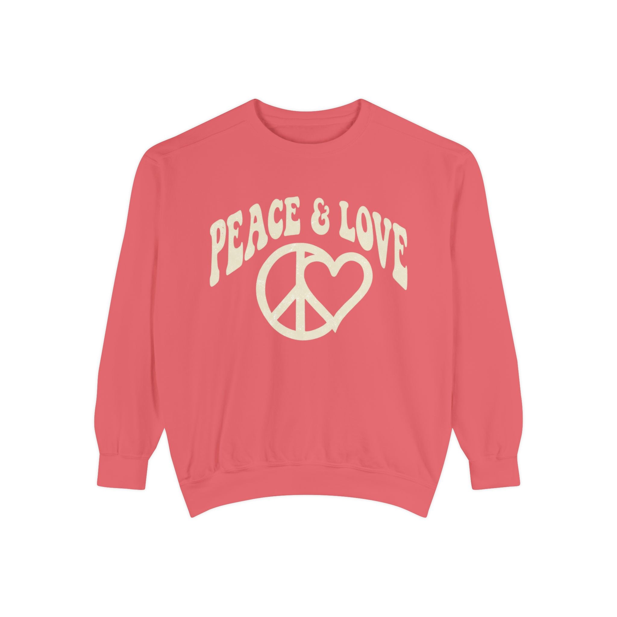 Peace & Love Sweatshirt — Retro Peace Heart Graphic Crewneck