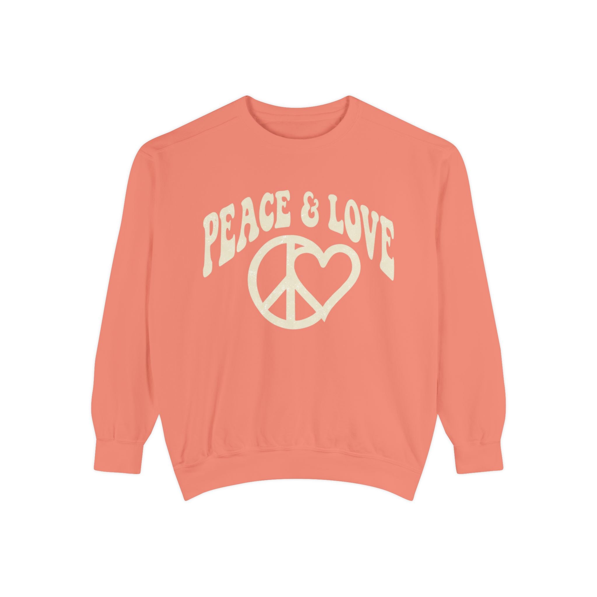 Peace & Love Sweatshirt — Retro Peace Heart Graphic Crewneck