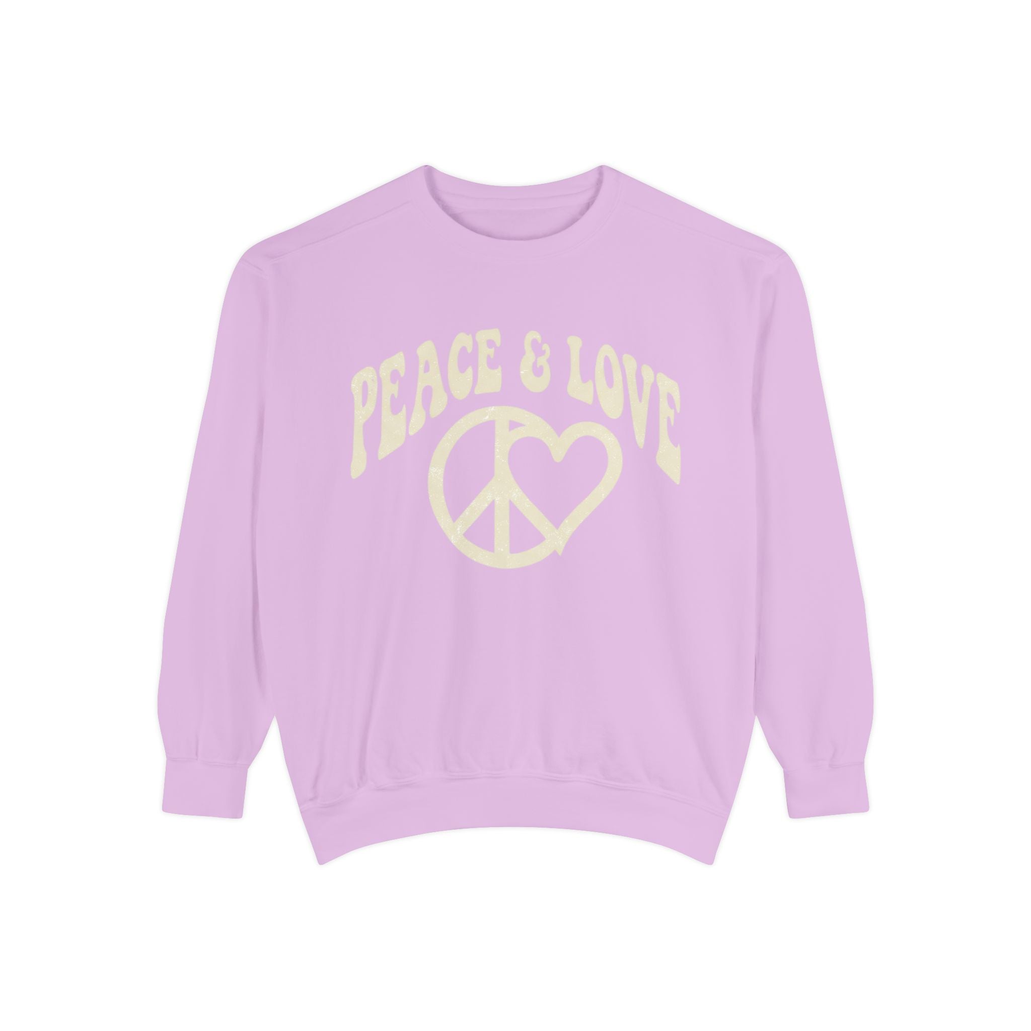 Peace & Love Sweatshirt — Retro Peace Heart Graphic Crewneck