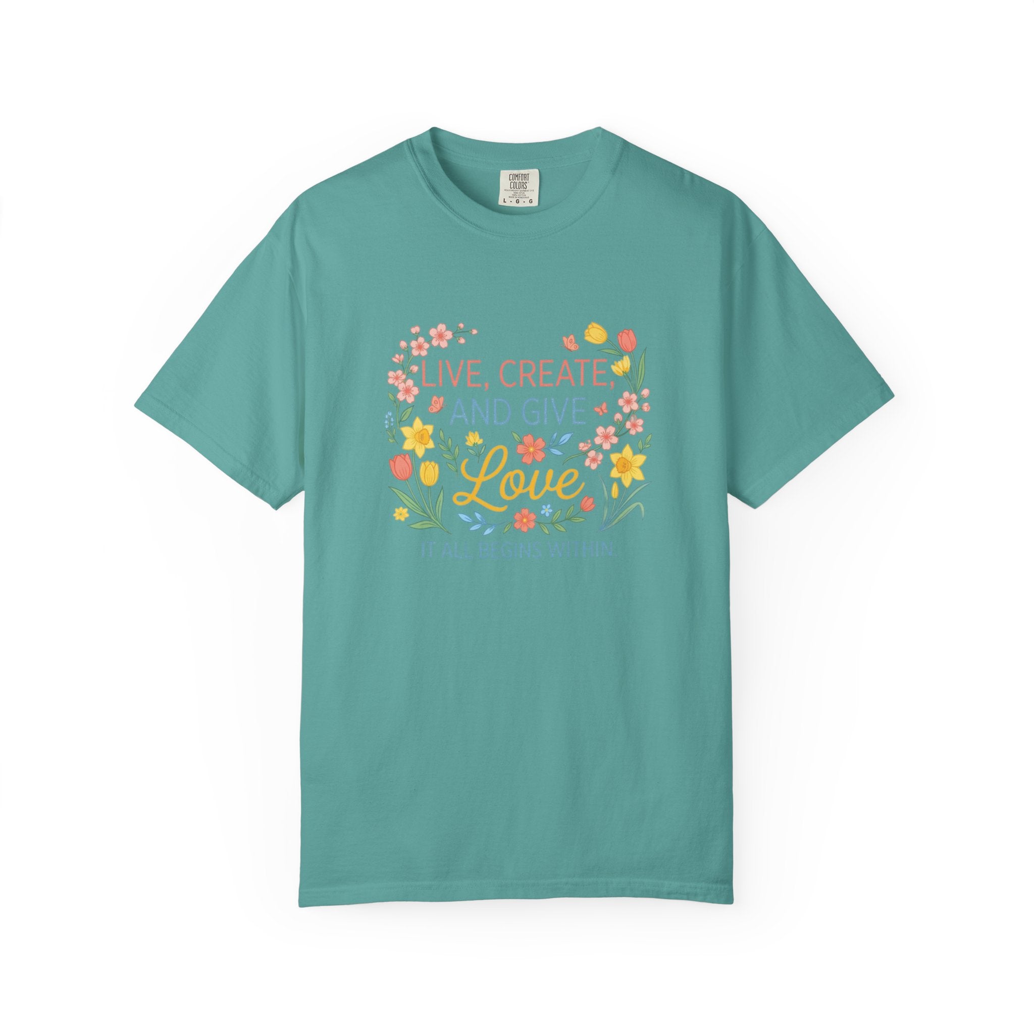 “Live, Create, Love” Avant‑Floral Fashion Tee