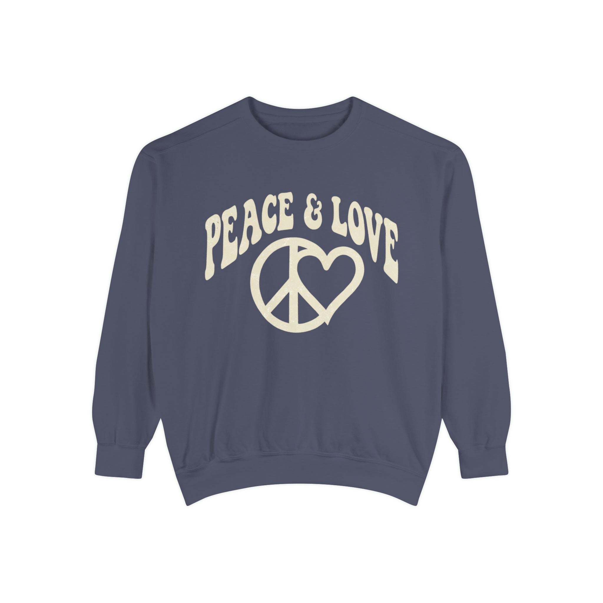 Peace & Love Sweatshirt — Retro Peace Heart Graphic Crewneck