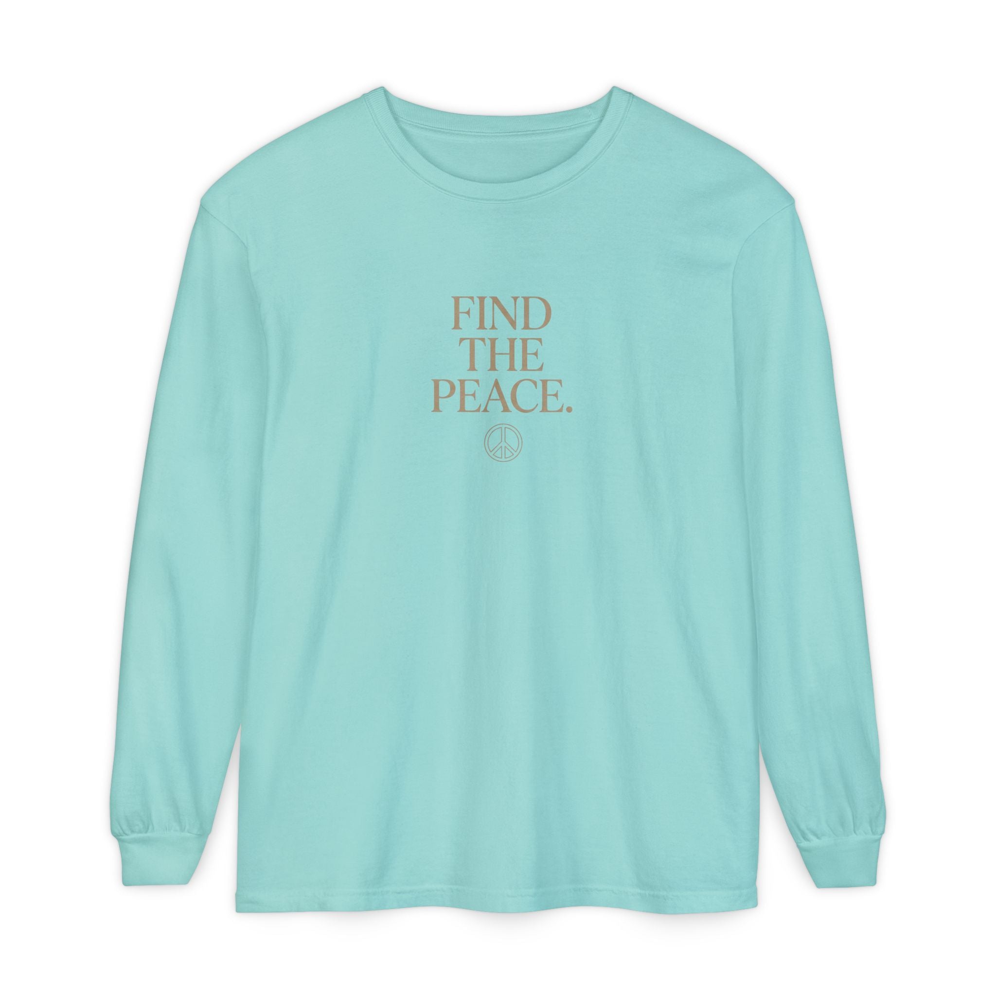 Find The Peace Long Sleeve Tee — Minimal Peace Sign Graphic