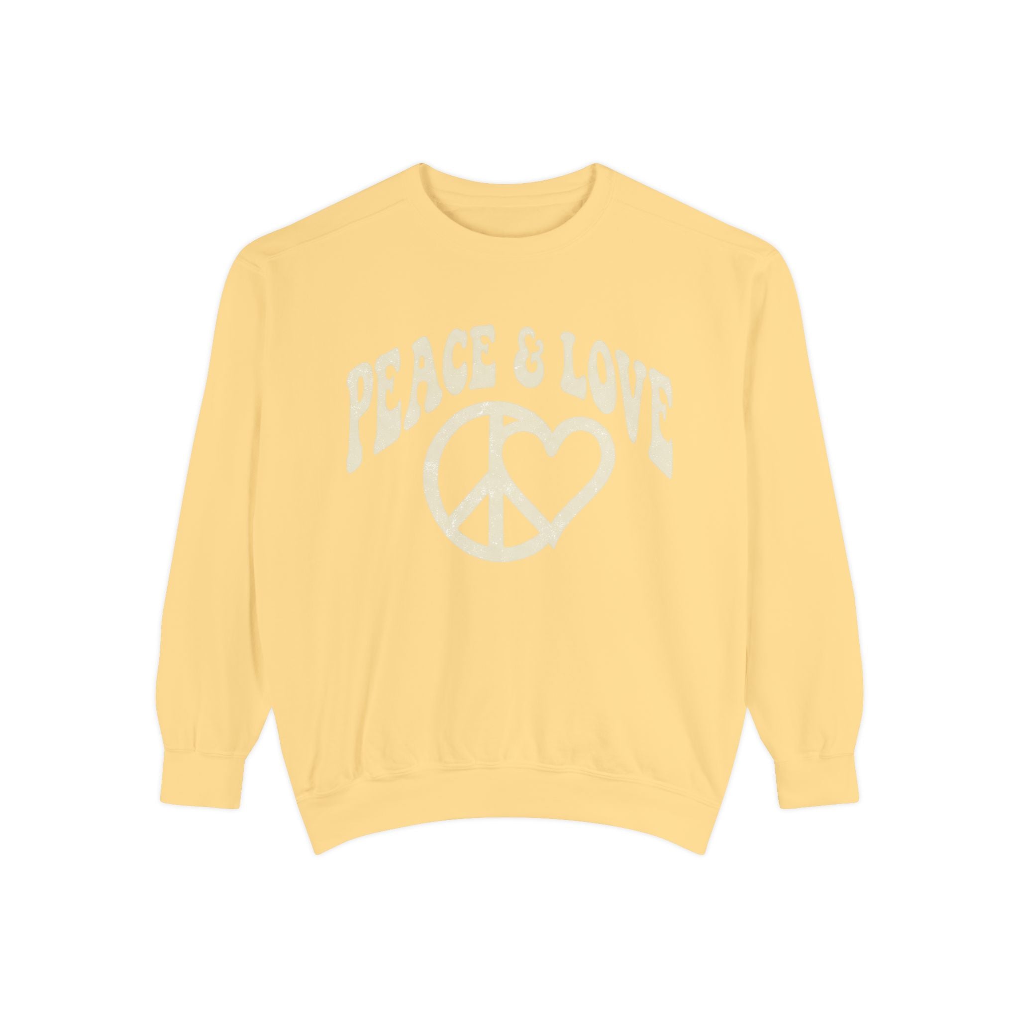 Peace & Love Sweatshirt — Retro Peace Heart Graphic Crewneck