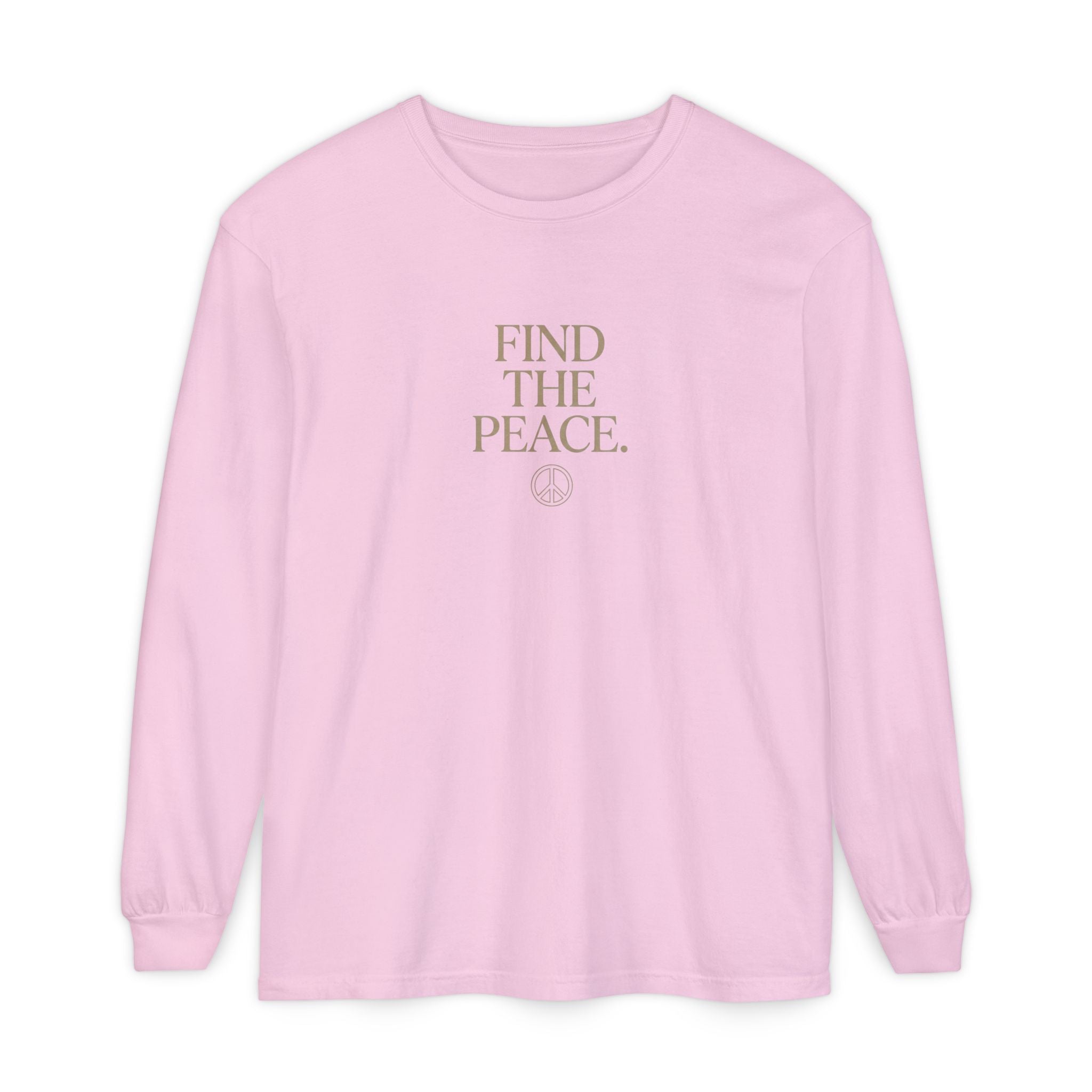 Find The Peace Long Sleeve Tee — Minimal Peace Sign Graphic