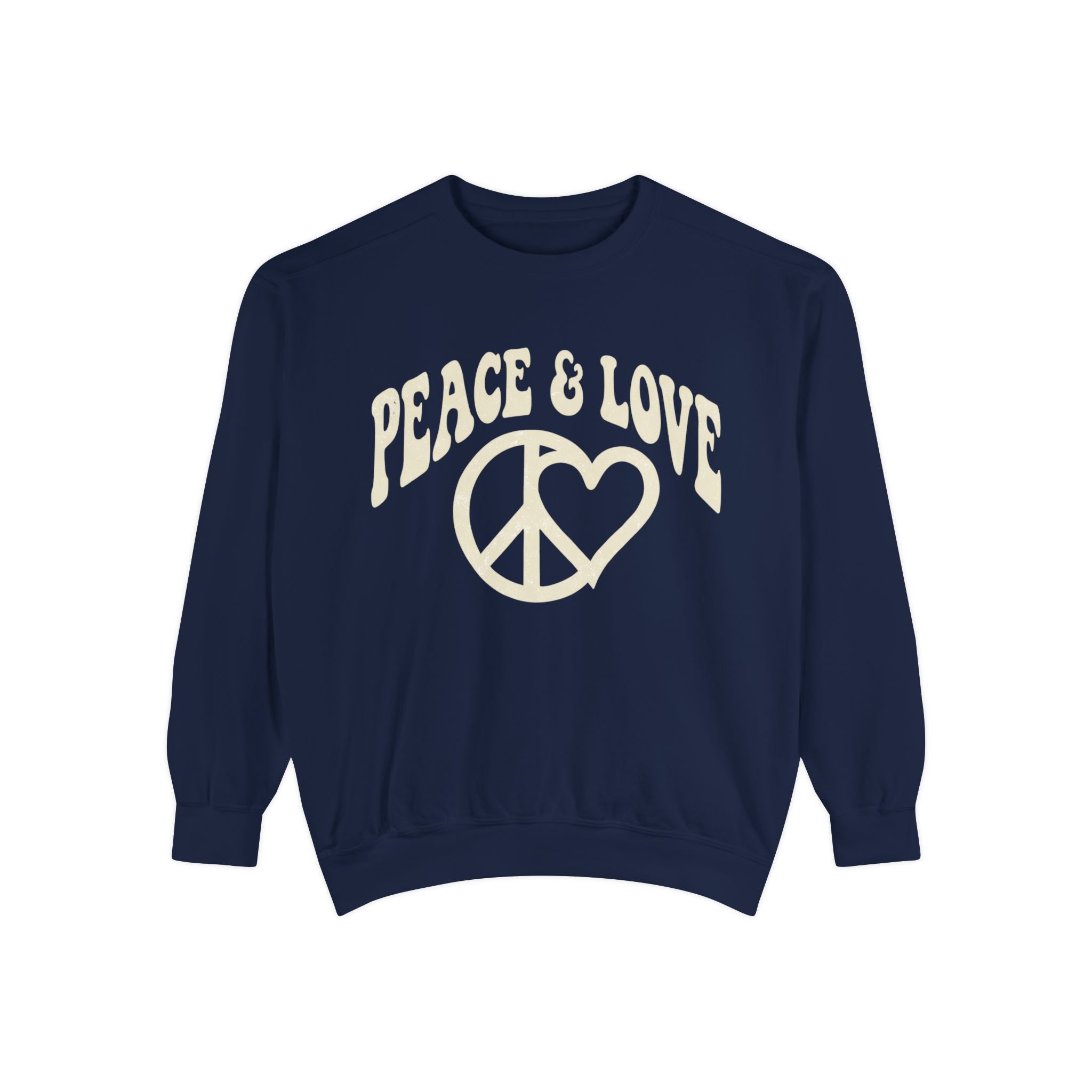 Peace & Love Sweatshirt — Retro Peace Heart Graphic Crewneck