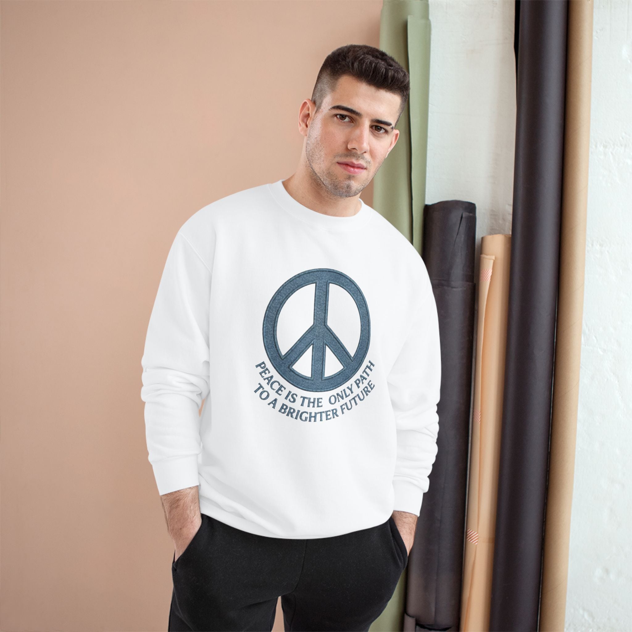 Peace Symbol Sweatshirt — "Peace Is The Only Path To A Brighter Future" Crewneck