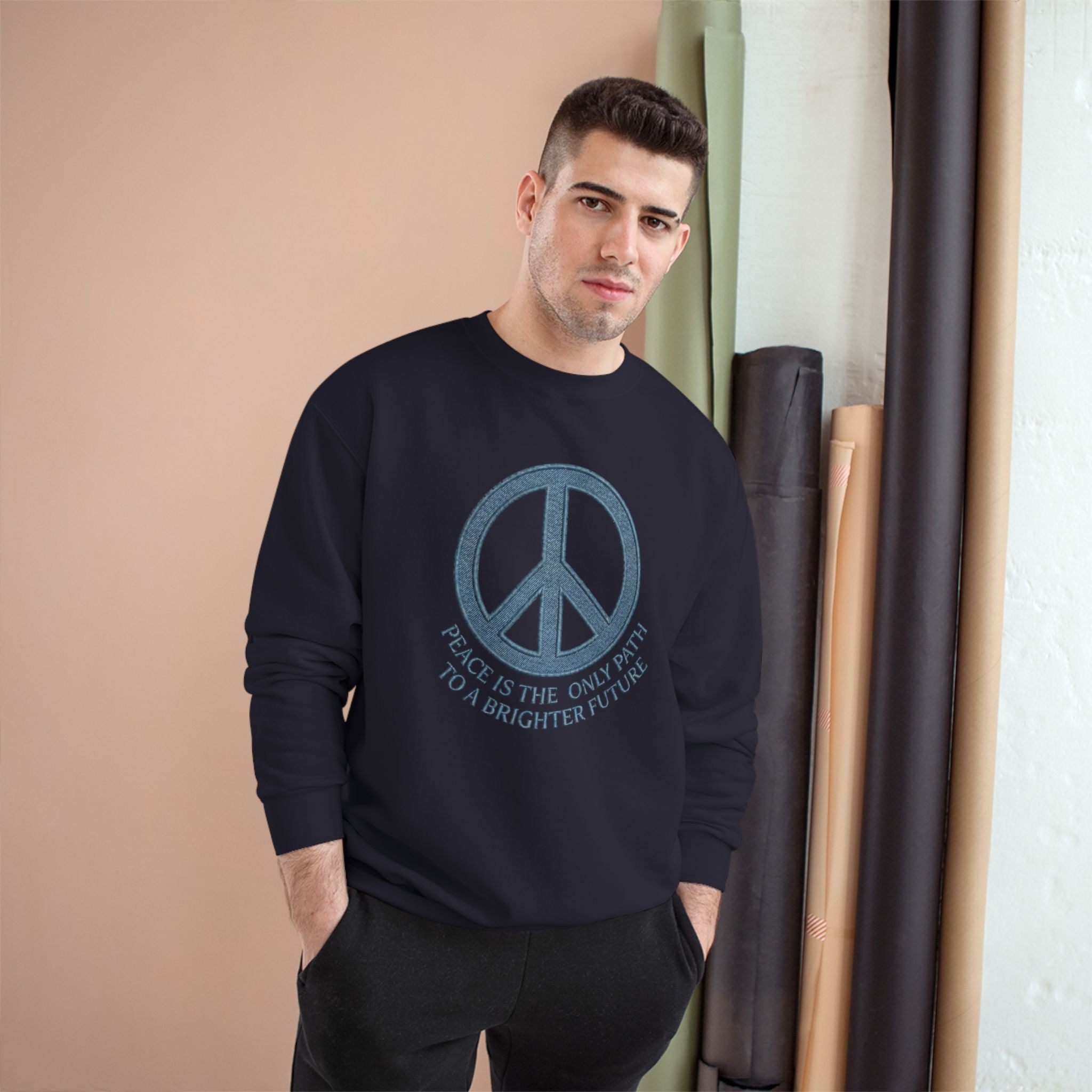 Peace Symbol Sweatshirt — "Peace Is The Only Path To A Brighter Future" Crewneck