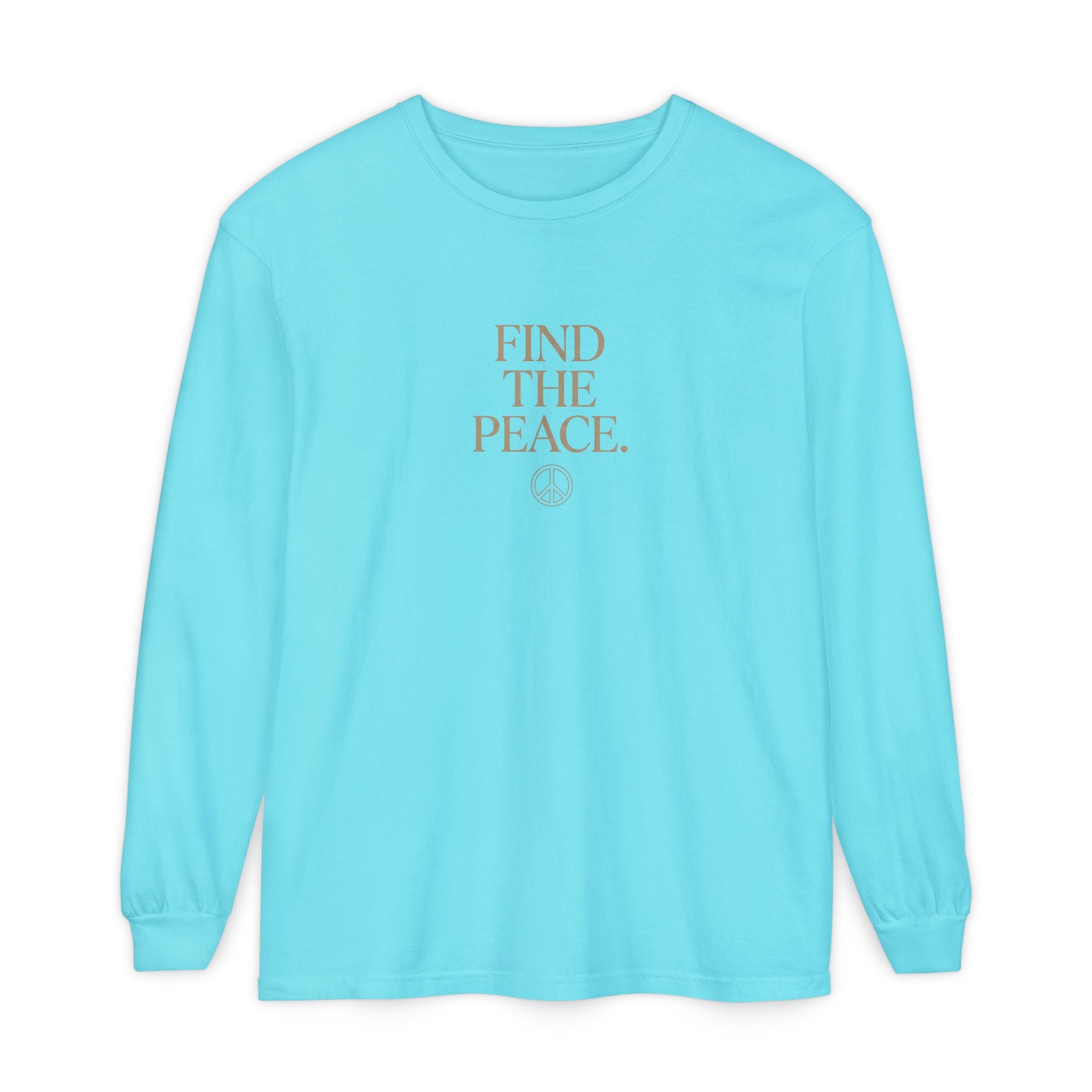 Find The Peace Long Sleeve Tee — Minimal Peace Sign Graphic