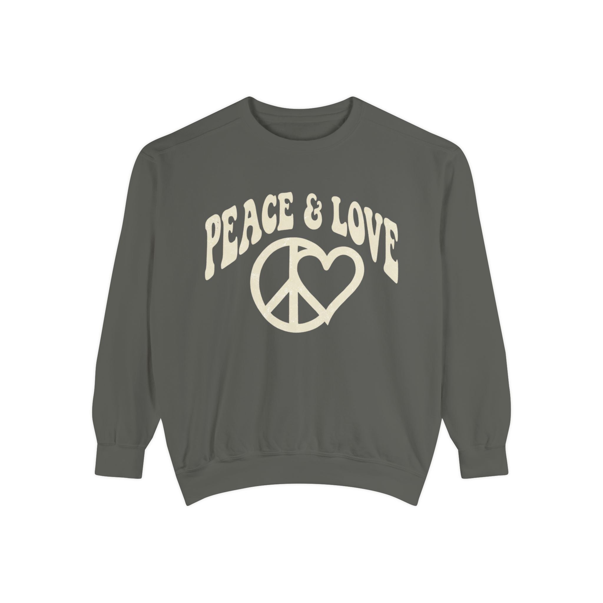 Peace & Love Sweatshirt — Retro Peace Heart Graphic Crewneck