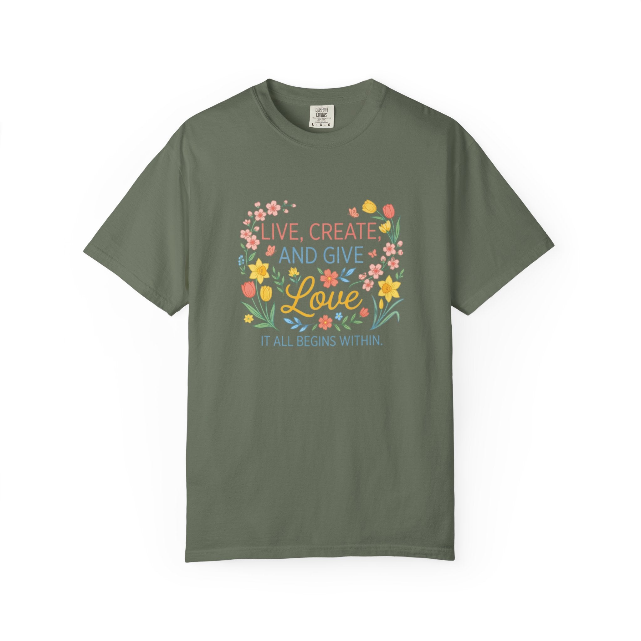 “Live, Create, Love” Avant‑Floral Fashion Tee