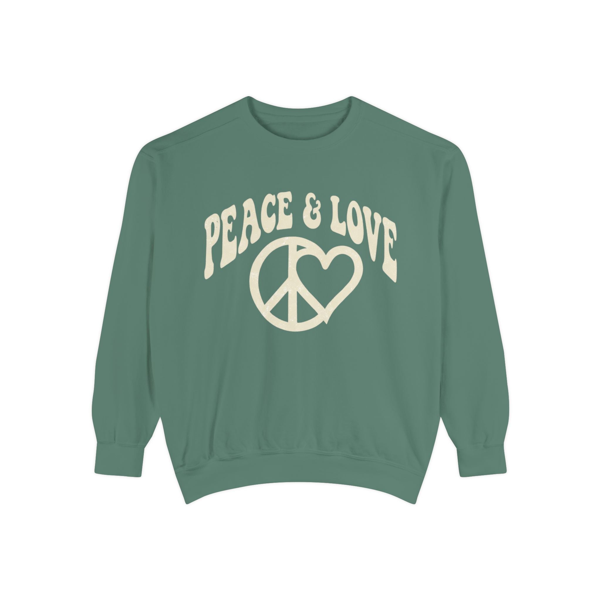 Peace & Love Sweatshirt — Retro Peace Heart Graphic Crewneck
