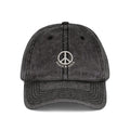 Vintage Embroidered Peace Sign Cap — "Peace & Love" Washed Baseball Hat