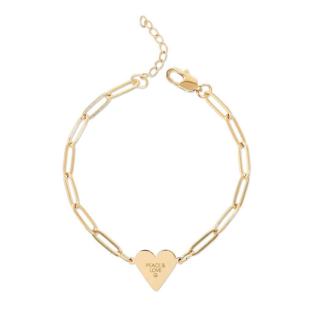 Engravable Paperclip Heart Bracelet — Personalized Gold or Rose-Charm