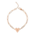 Engravable Paperclip Heart Bracelet — Personalized Gold or Rose-Charm