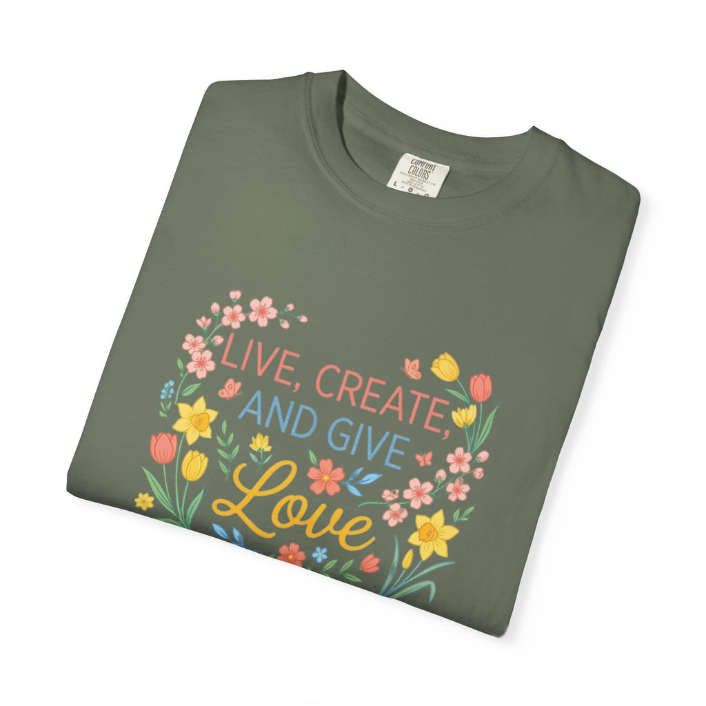 “Live, Create, Love” Avant‑Floral Fashion Tee