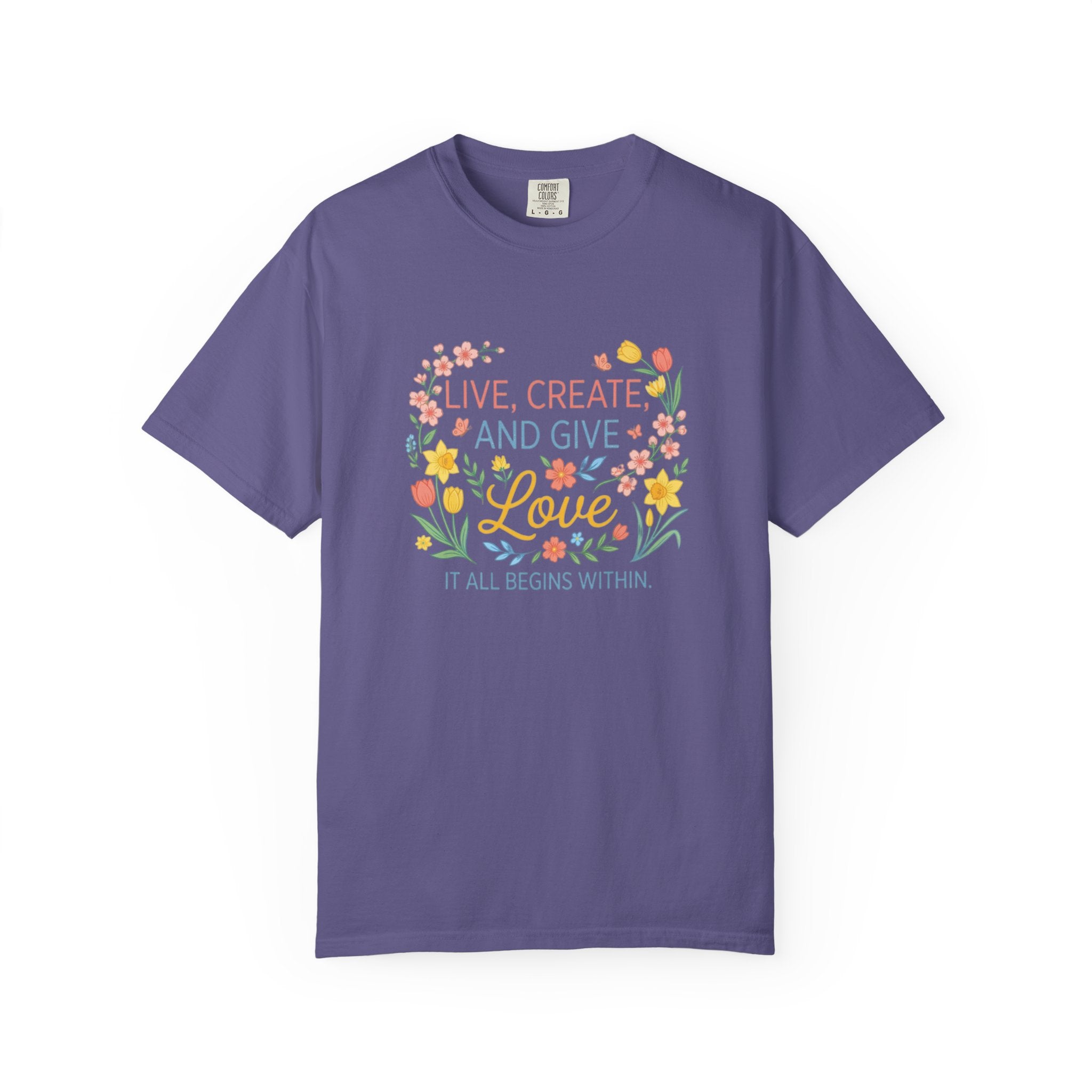 “Live, Create, Love” Avant‑Floral Fashion Tee