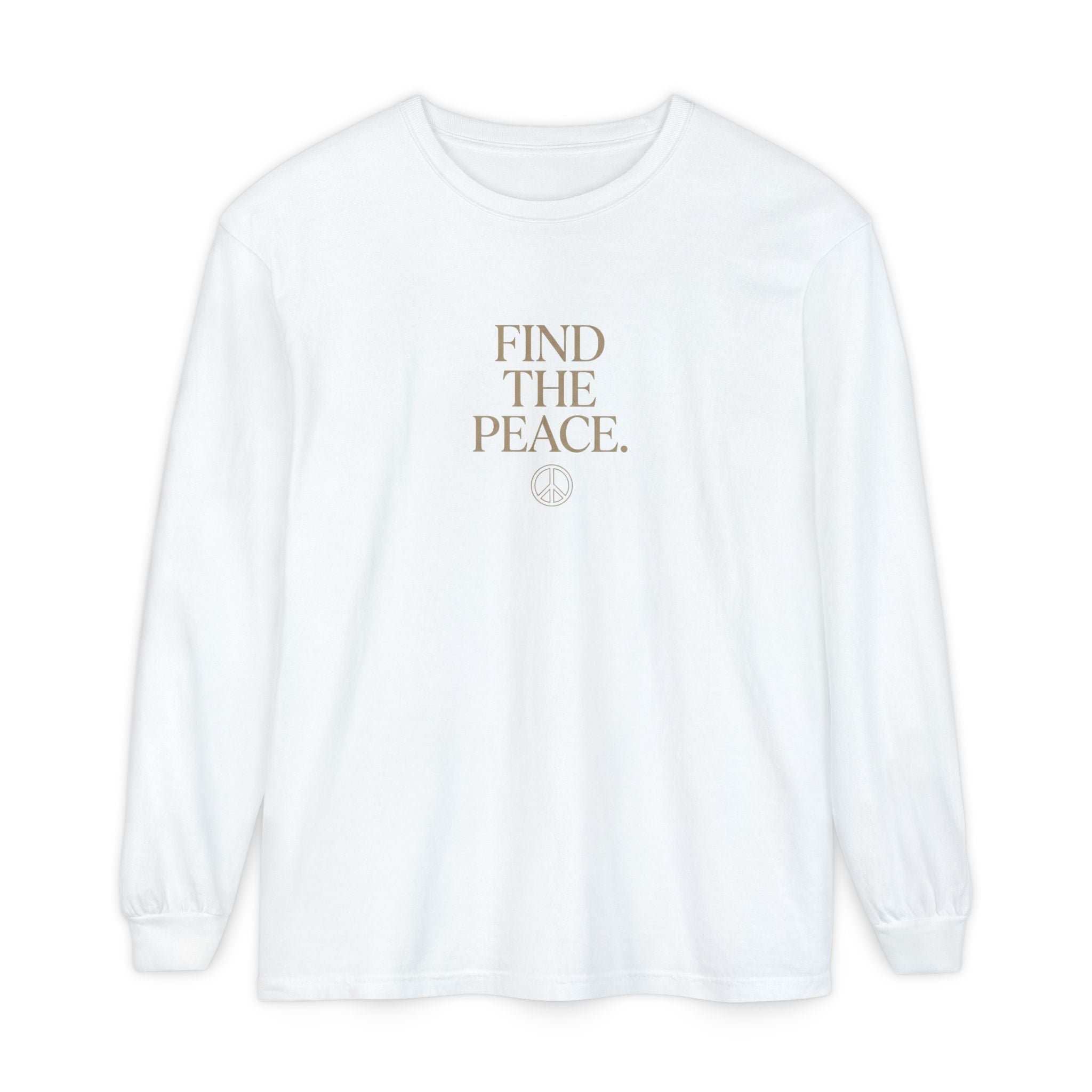 Find The Peace Long Sleeve Tee — Minimal Peace Sign Graphic